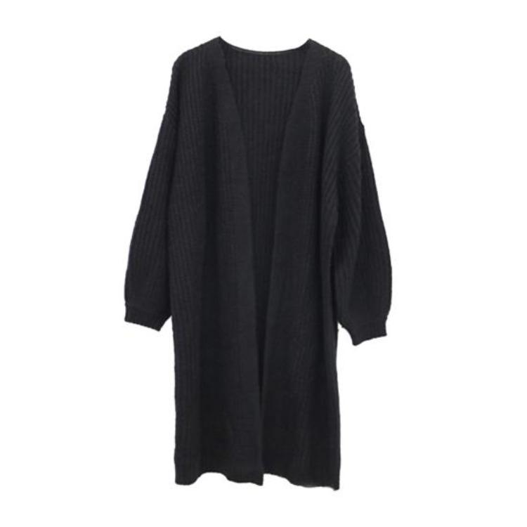 Women Knitted Cardigan Jacket V Neck Open Front Long Sleeve Solid Color Knit Sweater Coat Daily Wear