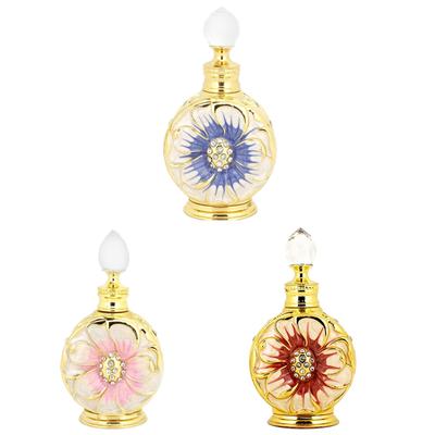 12ml Perfumes Bottle Vintage Empty Container Metal Embossed Flower Empty Artificial Multicolor Refillable Jars