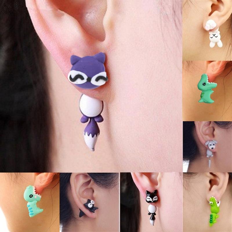 Cute Animal Female for Creative Handmade Earrings Clay Dinosaur Rabbit for Cat Earrings Party Jewelry for Women