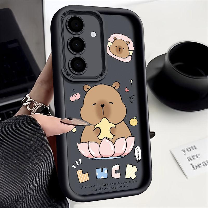 Artistic Little Bear Capybara Phone Case For Samsung S26 S25 S24 S23 S21 S20 Ultra For Galaxy S25 S24 FE S26 Plus Silicone Cover