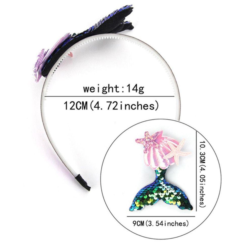 Princess Sequin Shells Headband Shiny Girls Headwear Glitter Mermaid Hair Bands