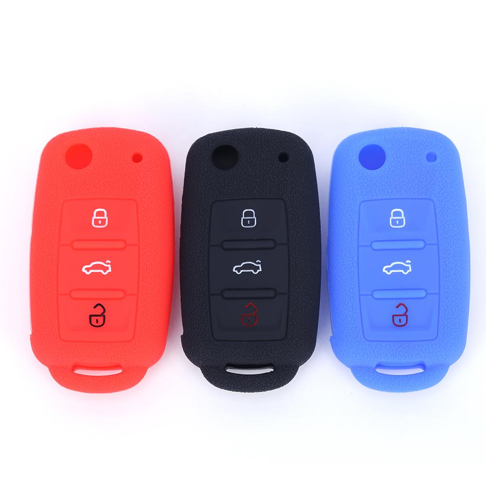 Silicone Rubber key fob skin cover case for VW POLO Golf 4 MK5 6 Jetta Bora Beetle Tiguan Passat B5 B6 3 button Remote key