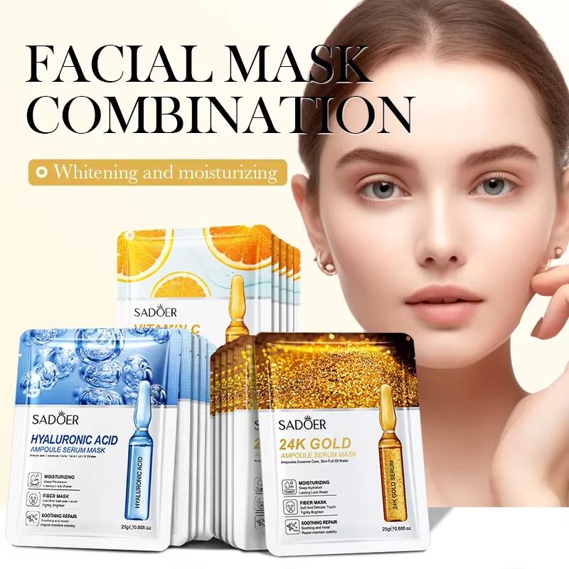 15 stücke 24K Gold Hyaluronsäure Gesichtsmaske Gesichts Straffende Feuchtigkeitsspendende Anti-Falten Whitening Gesichtsmasken Hautpflege Produkte