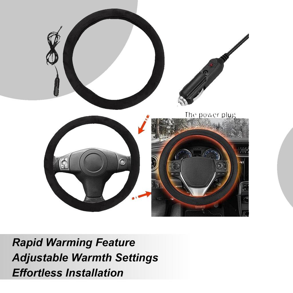 12V Steering Wheel Heater Cover Cold Weather Safe Driving Heating Vehicle Steering Wheel Protector Cover  Car Accessories