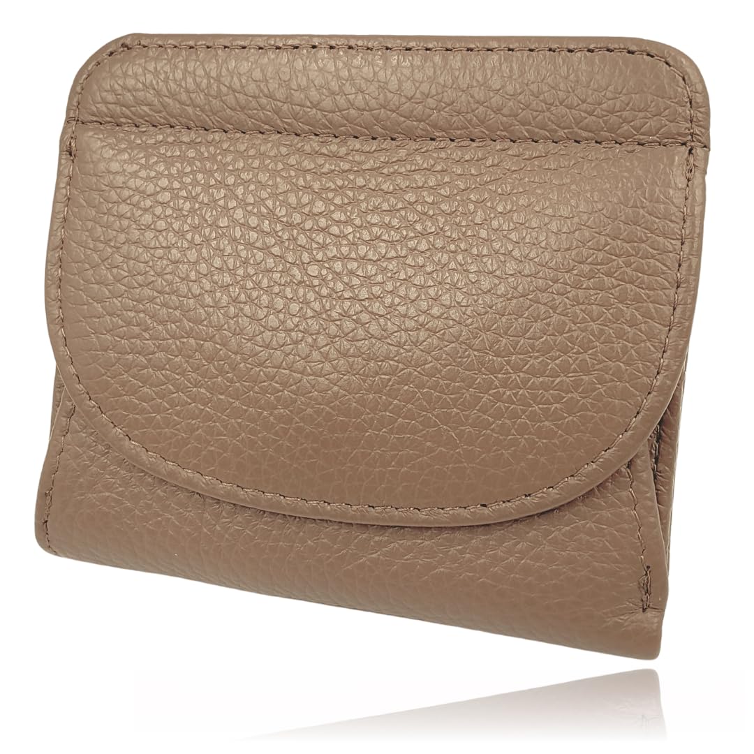 

VIVEL Genuine Leather Small Wallet for Women, Compact, Anti-Skimming, Lightweight, Slim, Wide (Camel)
