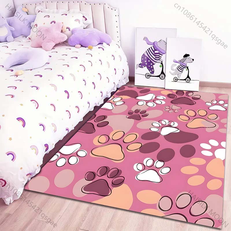 Uroczy Dywan ze Śladami Łap Psa do Salonu Sypialni Sofa Kreatywna Wycieraczka Dekoracja Domu Dywan Obszarowy Wytrzymała Mata Antypoślizgowa Luksusowe Prezenty