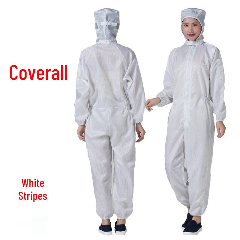 White Antistatic Dust-Free Industrial Work Coverall