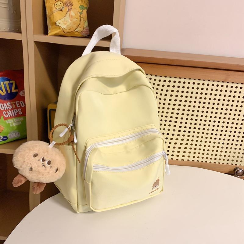 Schoolbag small fresh schoolbag female junior high school students solid color simple ins backpack primary school students light high value cute