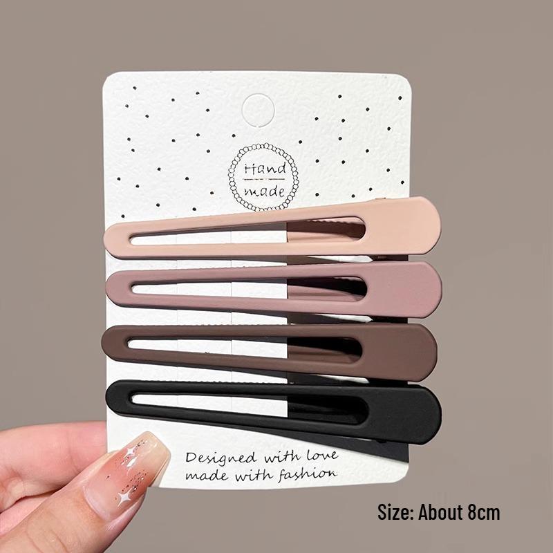 Frosted Coffee Hair Clips for Women - Forehead Bangs & Flyaway Control, Duckbill Design, Autumn/Winter Accessories