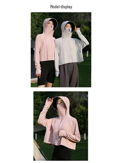 Women's Summer 2024 UV Protection Ice Silk Cycling Cardigan – Black Glue Original Yarn, Lightweight, and Breathable.