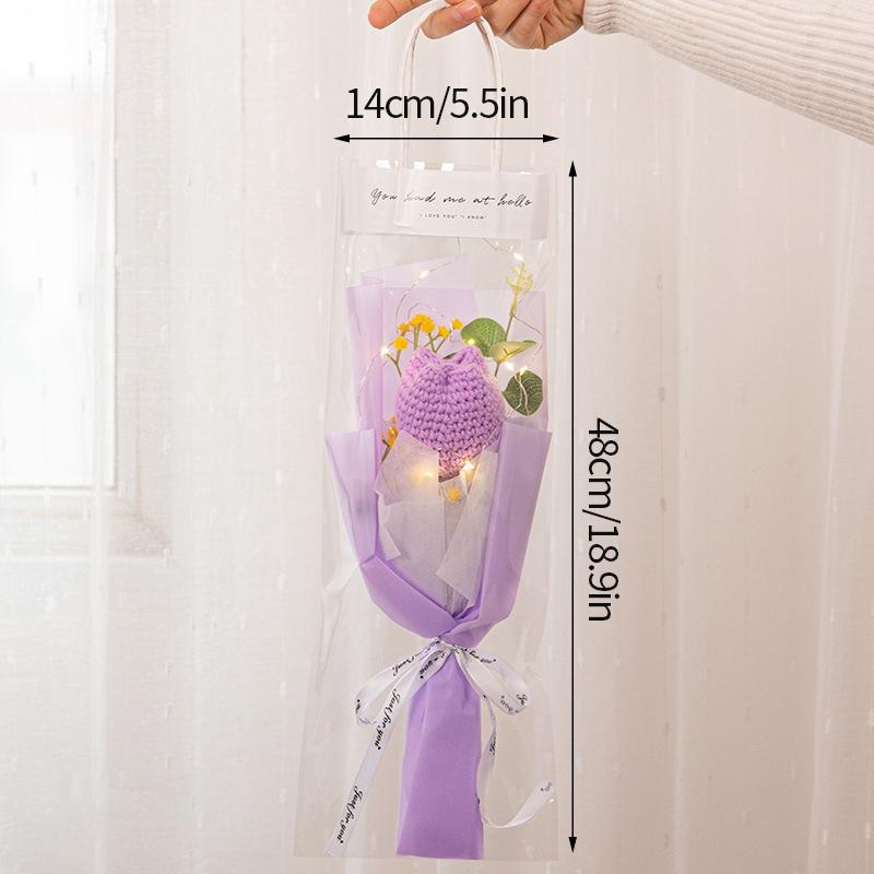 Crochet Flower Lighting Flower Bouquet Handmade Woven Flowers Knitted Graduation Bouquet Wedding Party Bouquet Gift