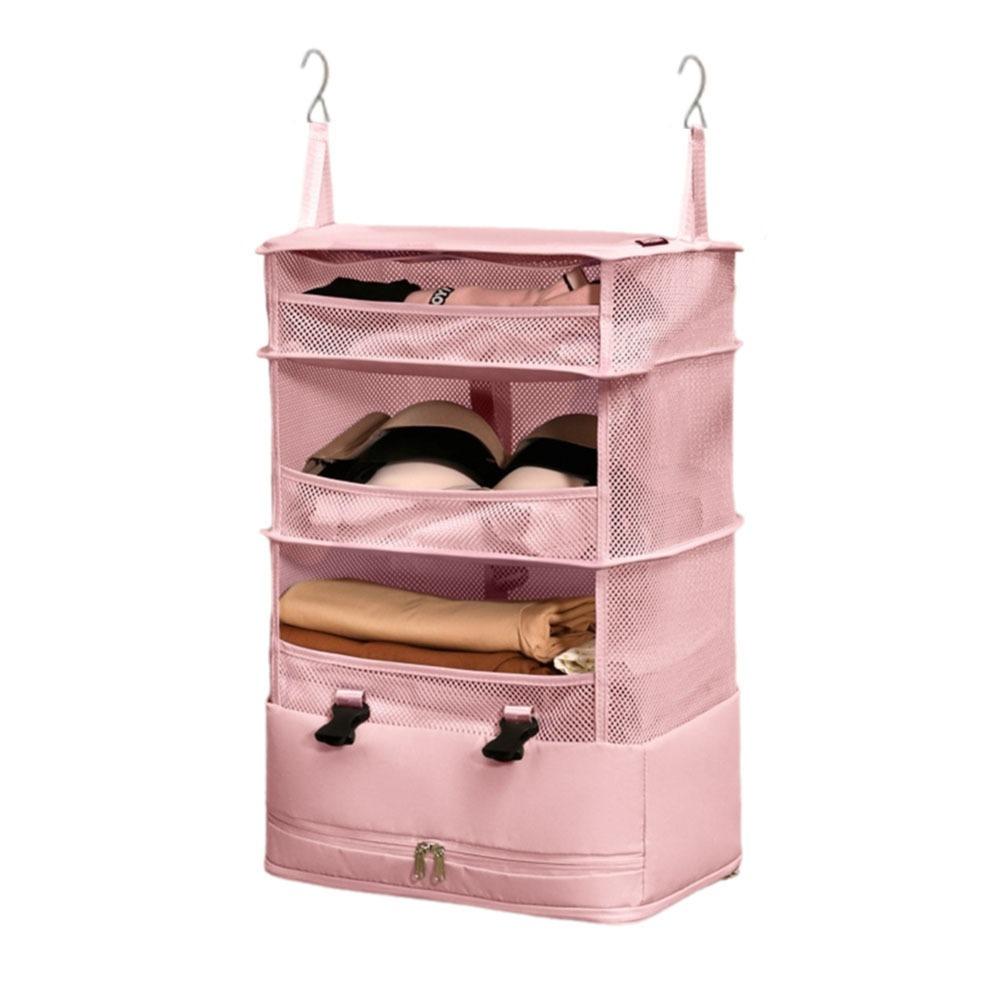 

Складная подвесная сумка для хранения одежды 4 слоя органайзер для одежды деловые поездки розовый
