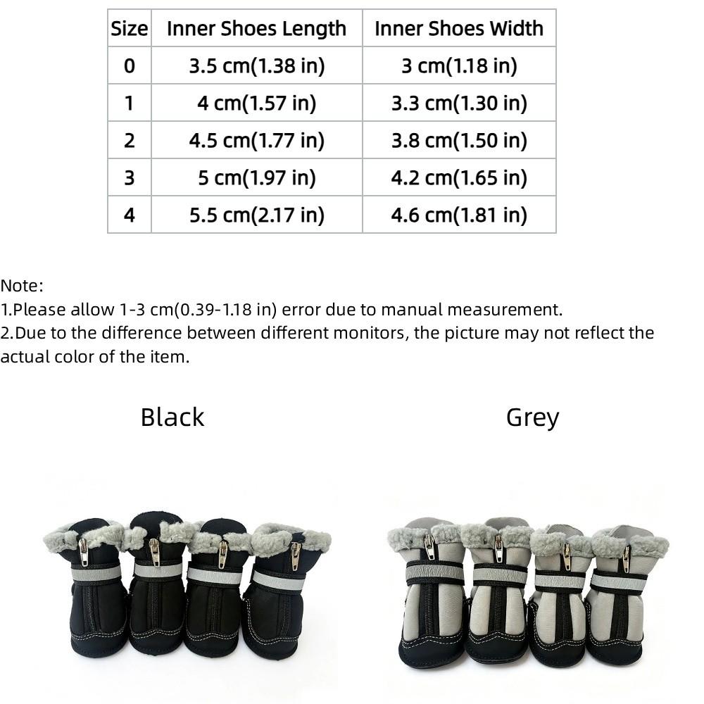 4PCS Warm Dog Cotton Shoes Reflective Anti-slip Dog Boots Wear Resistant Pet Paw Protectors  Winter