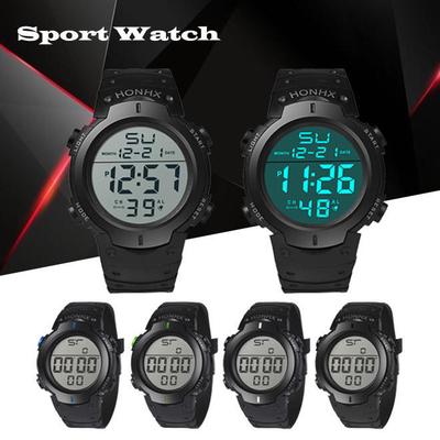 HONHX Men's Sport Watch Casual Adult Student Round Screen LED Backlight Water Resistant Wristwatch