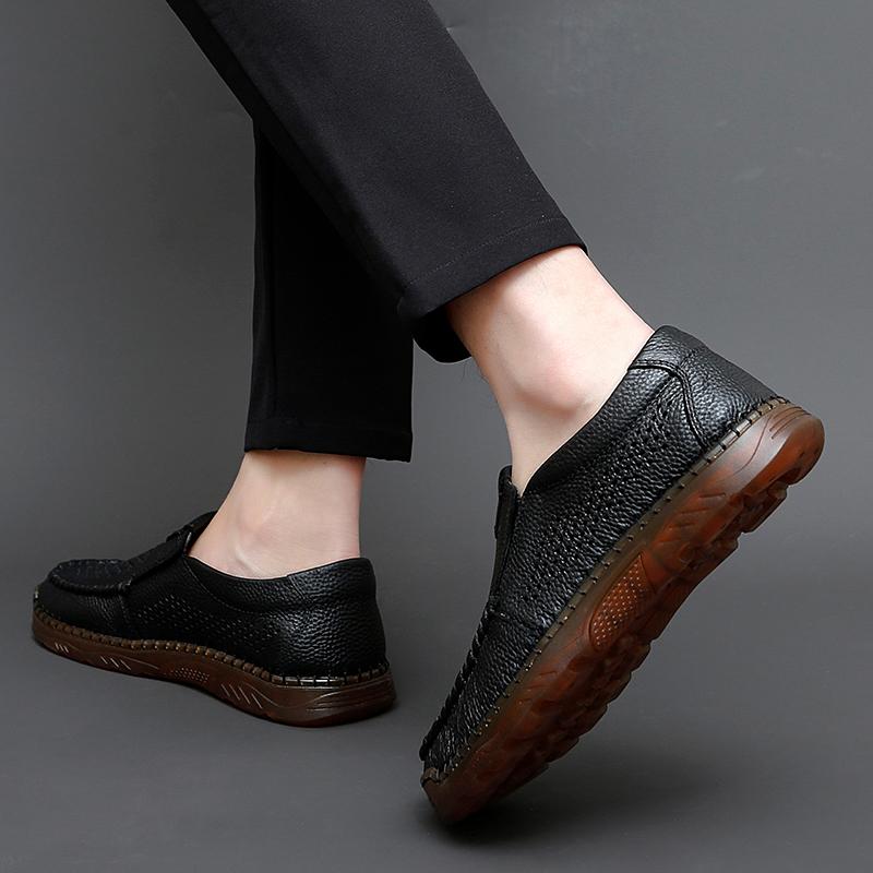 Модные мужские лоферы Повседневные кожаные слипоны Дышащая обувь Мужская Рабочая Офисная — фото 4