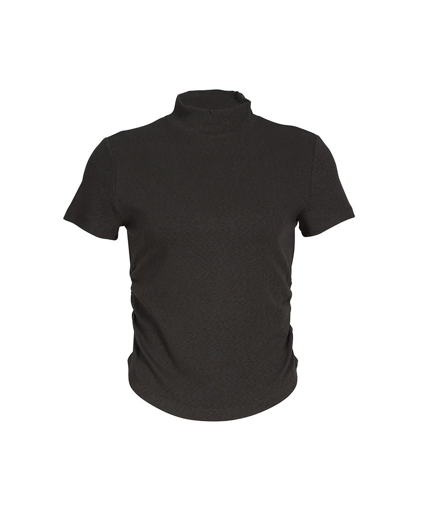 OEUVA Charcoal Soft Half-Neck Short Sleeve Top