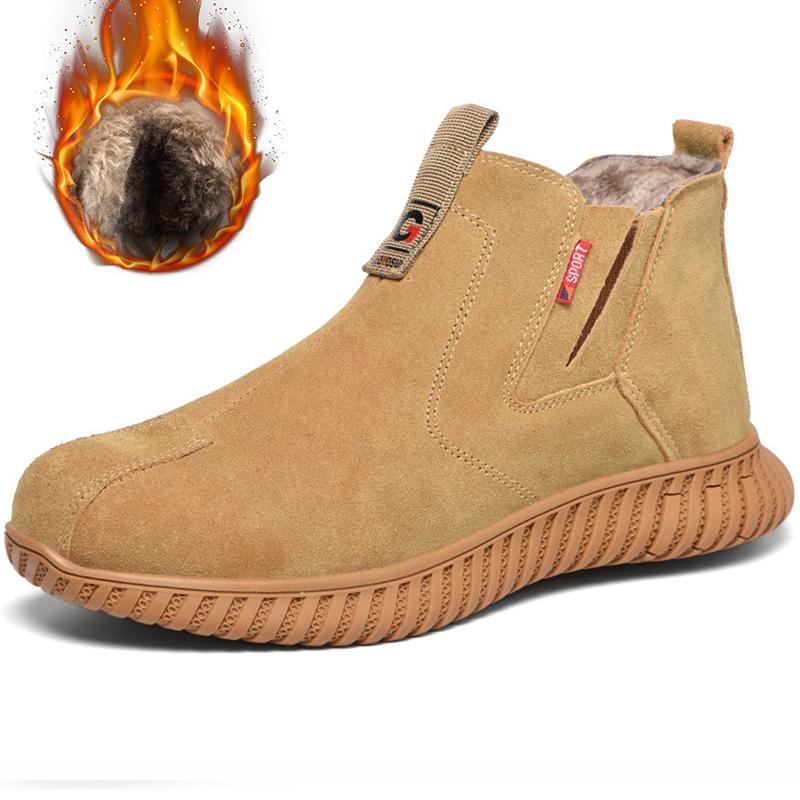 Suede Welder Shoes Men Safety Boots Steel Toe Work Shoes Sneakers Male Anti-Smash Anti-Slip Work Boots Men Safety Shoes Footwear
