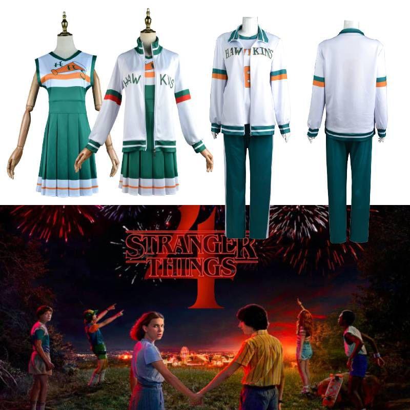 Set Costume da Cheerleader Hawkins Tigers per Cosplay di Stranger Things Stagione 4