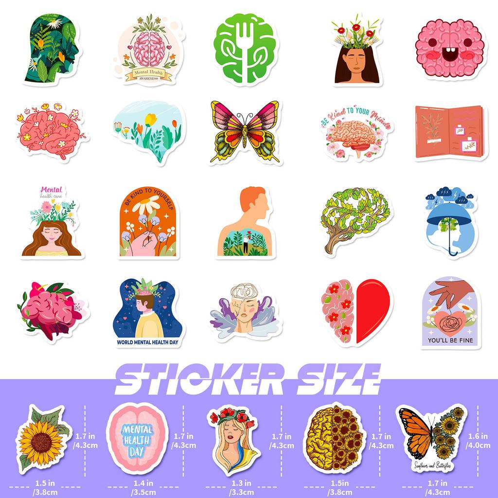 100 Small Size 4cmtemu Specializes In Mental Health Knowledge Education Stickers Mental Hea
