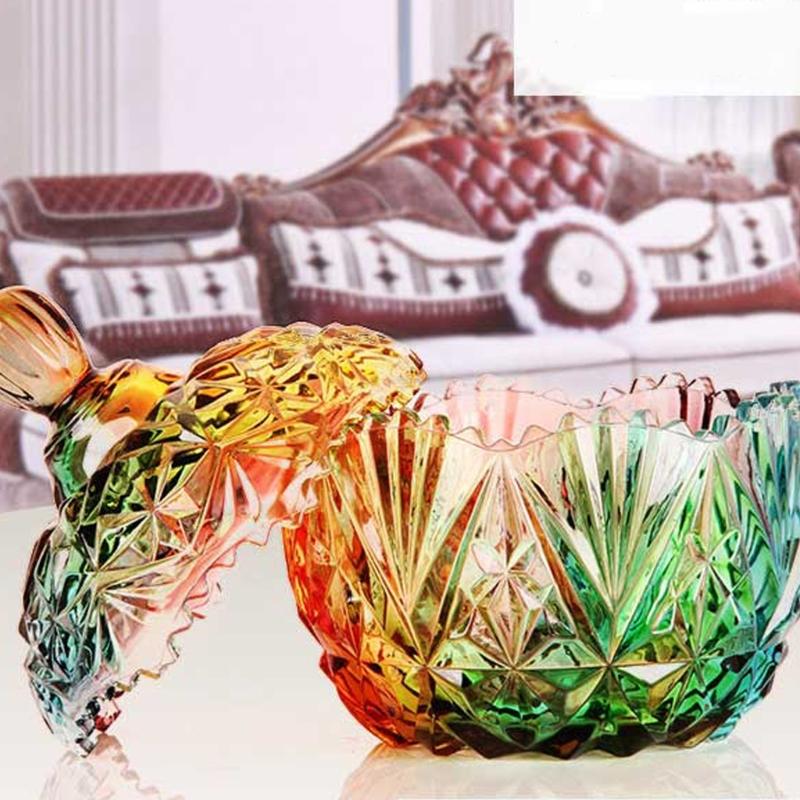 Beautiful European Style Multicolored High Transparency Glasses Candy Storage Jar for Decors and Organization at Homes