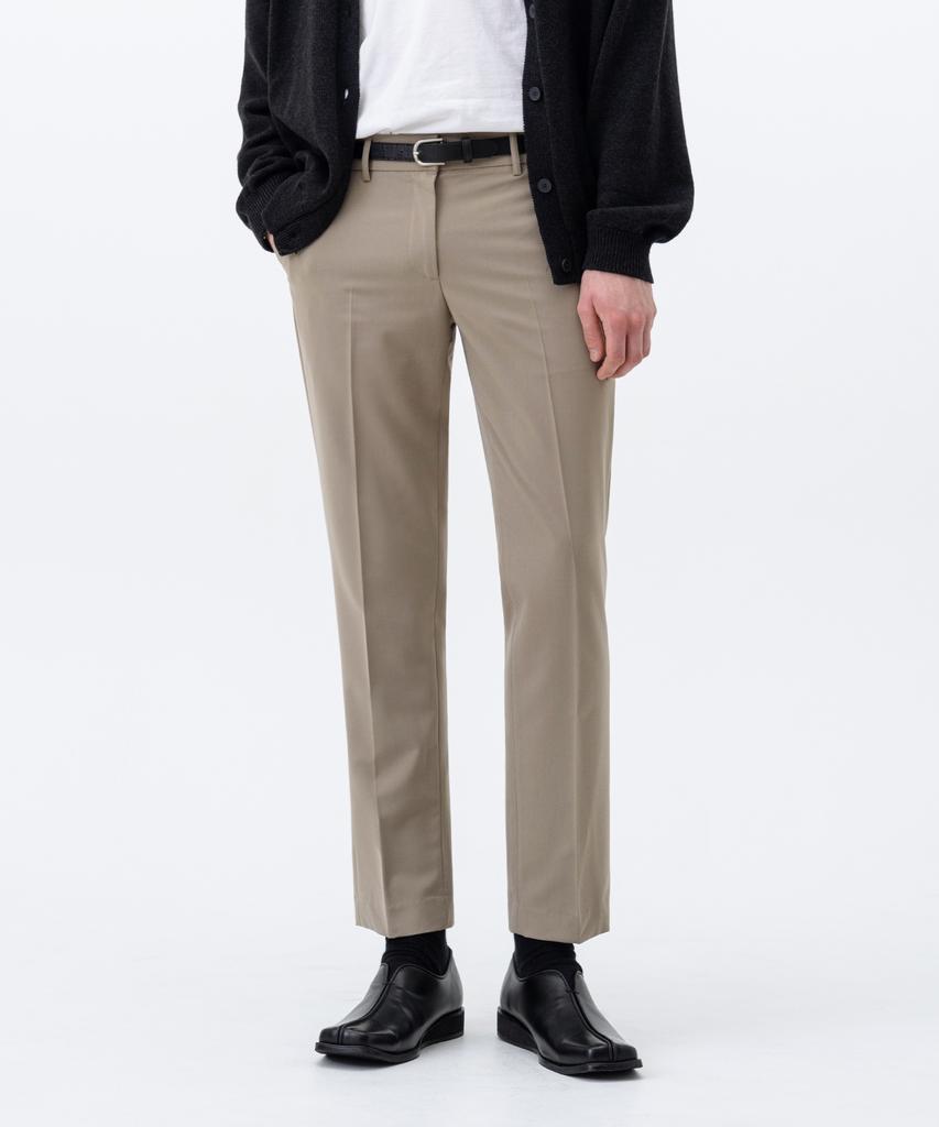LEMAIN SECOND Minimal Tapered Hidden Banding Slacks [Beige]
