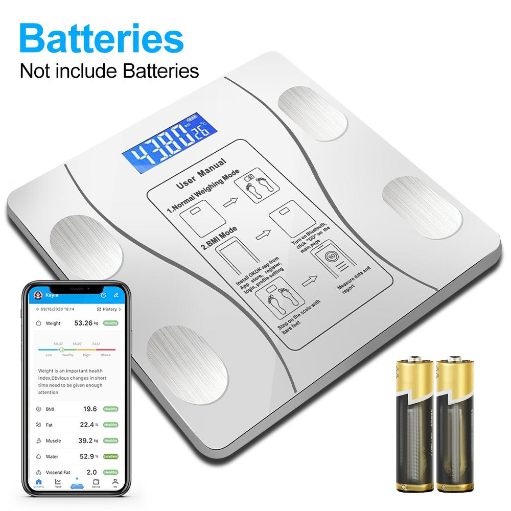 Smart Body Fat Scale Wireless Digital Bluetooth Electronic Weight Body Composition Analyzer Weighing Scale with Smartphone App