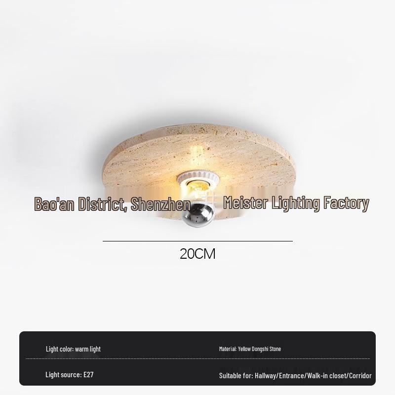 

Retro Yellow Travertine Wabi-Sabi Wall Lamp for Villa Living Room, Corridor, or Bedroom LED with warm light