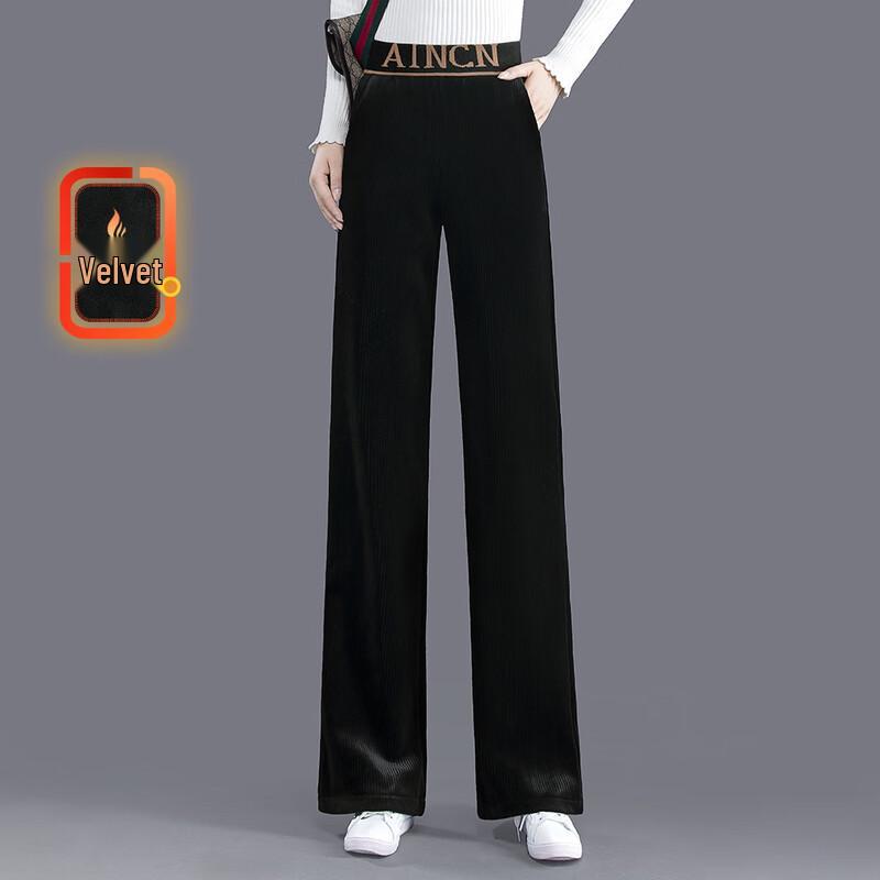 

Sibaishe Women s High-Waisted Fleece-Lined Corduroy Wide-Leg Pants XL