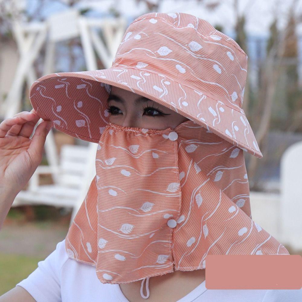 Sun Protection Cover Face Cap Neckline Mask Tea Picking Hat Portable Sunscreen Bucket Hat  Riding