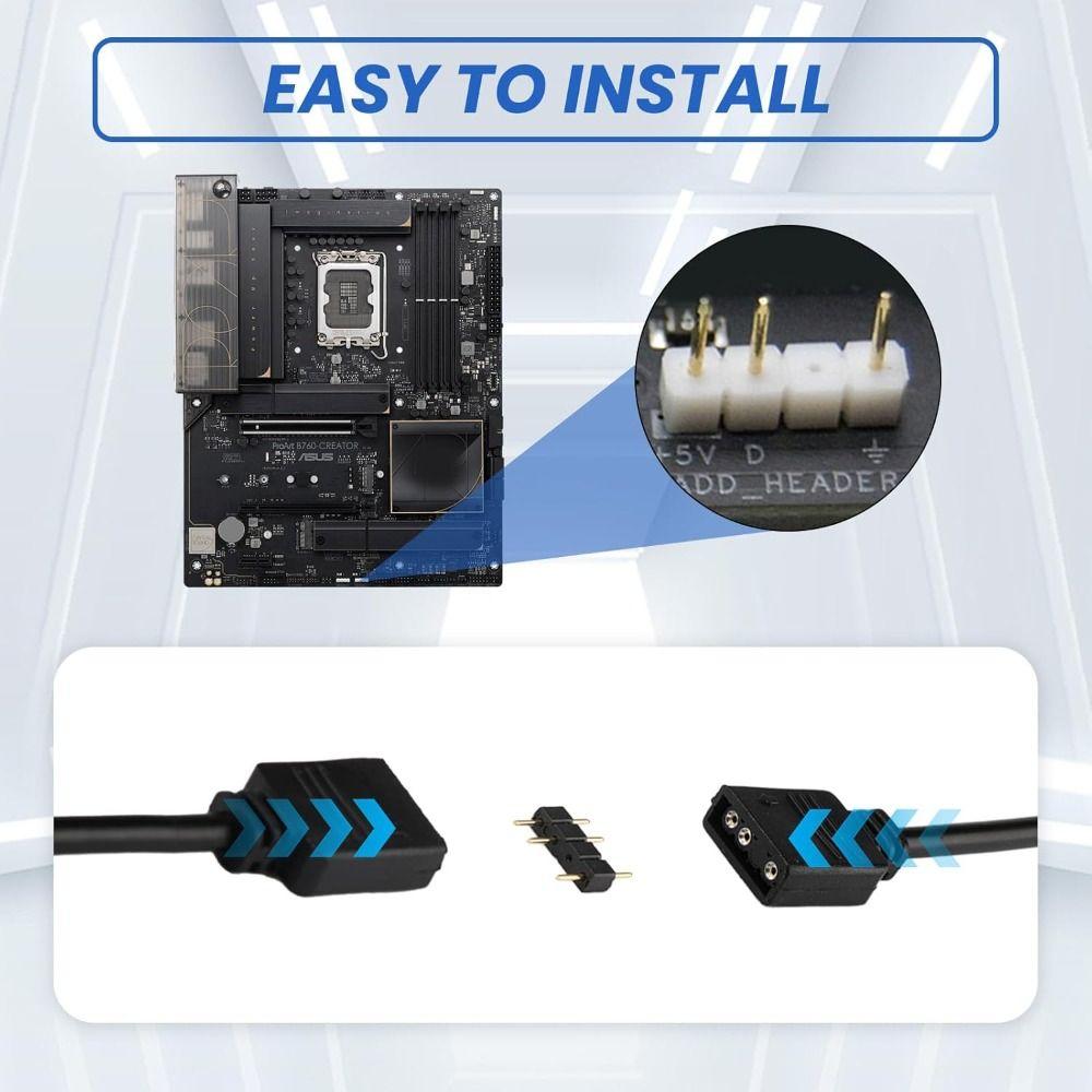 Professional 11V/1V ARGB Extension Cable 1Pin Universal RGB Splitter Cord Female to Female Computer Case Fans Adapter PC Build