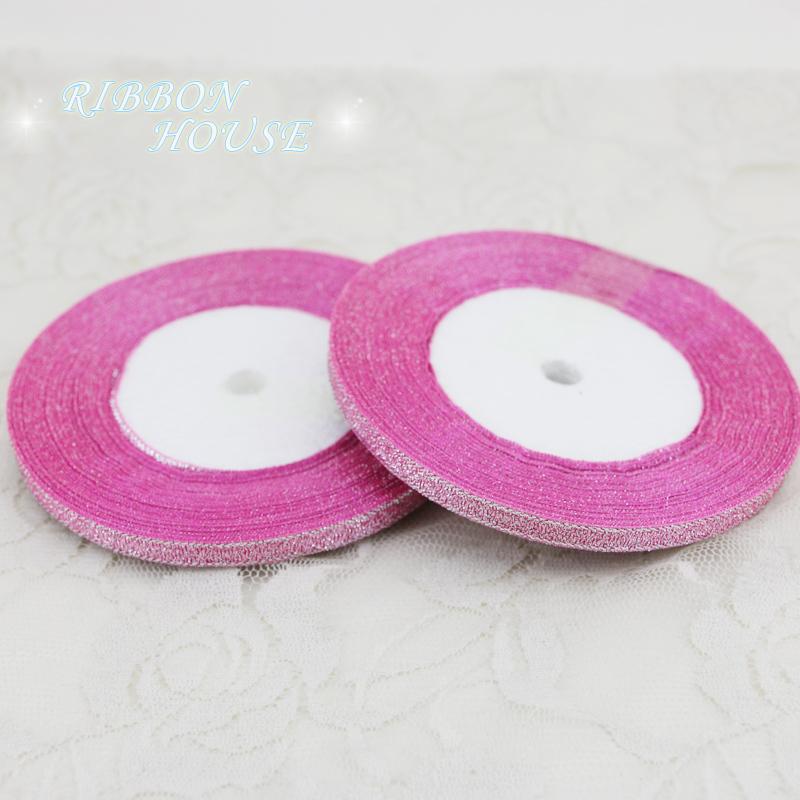 (25 Yards/lot) Polyester Pink Ribbon Christmas Packaging High-grade Quality Squares Ribbons 6/10/20/25/40mm