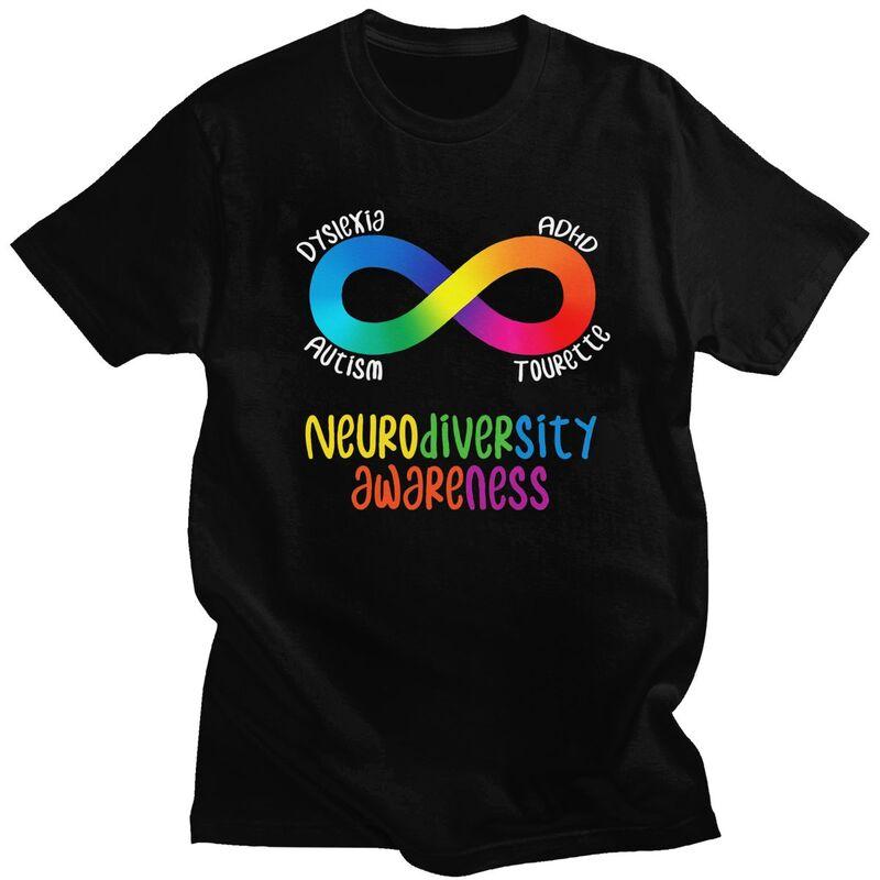 T-shirt Consapevolezza Neurodiversità Maschile ADHD Autismo Dislessia Tourette Manica Corta Cotone T-shirt Casual Larga Oversize