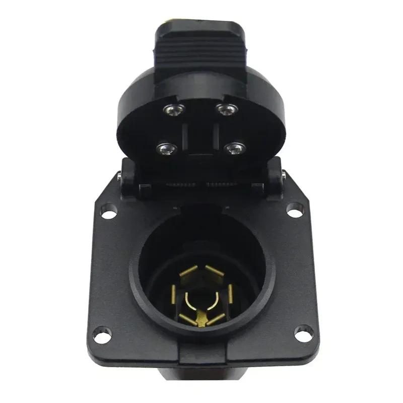 7-poliger Anhängersteckdosenadapter 6-24V 7-poliger Wohnmobil Wohnwagen Stromstecker Steckdose Anschluss Zubehör für Anhänger Traktor