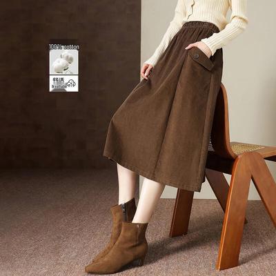 Demana Women's Winter Corduroy A-line Skirt