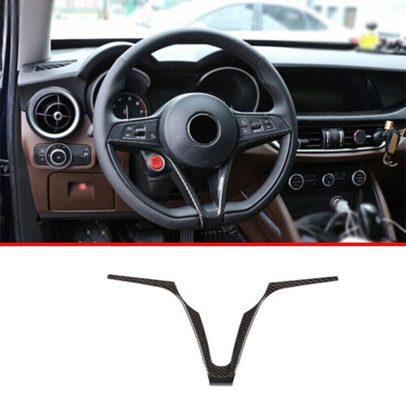 Carbon Fiber Grain Steering Wheel Cover Trim Fit For Alfa Romeo Giulia 2017-2023