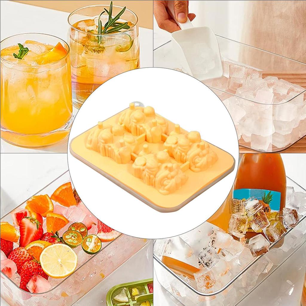 Ice Molds 3D Lion Whiskey Ice Mold Tray 4-Grid Cube Maker Tool Non-Stick Reusable For Bourbon Whiskey Juice Cocktails Drinks