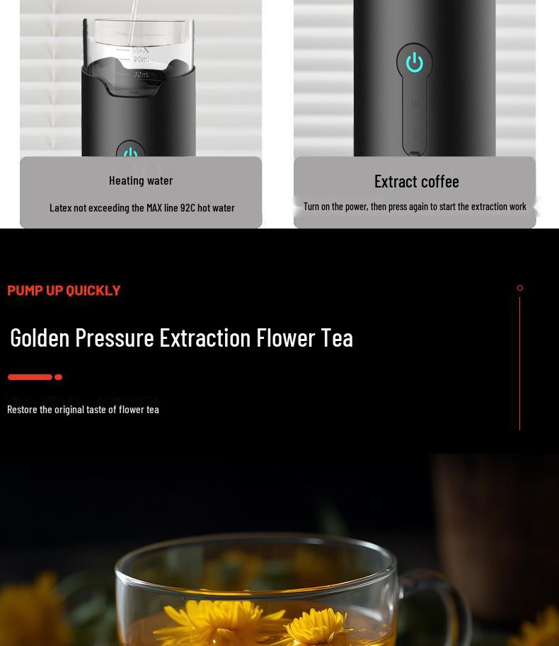 Compact Automatic Travel Espresso Machine with Pump Pressure