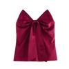 Autumn/Winter Women's Off-Shoulder Bow Velvet Slim Top