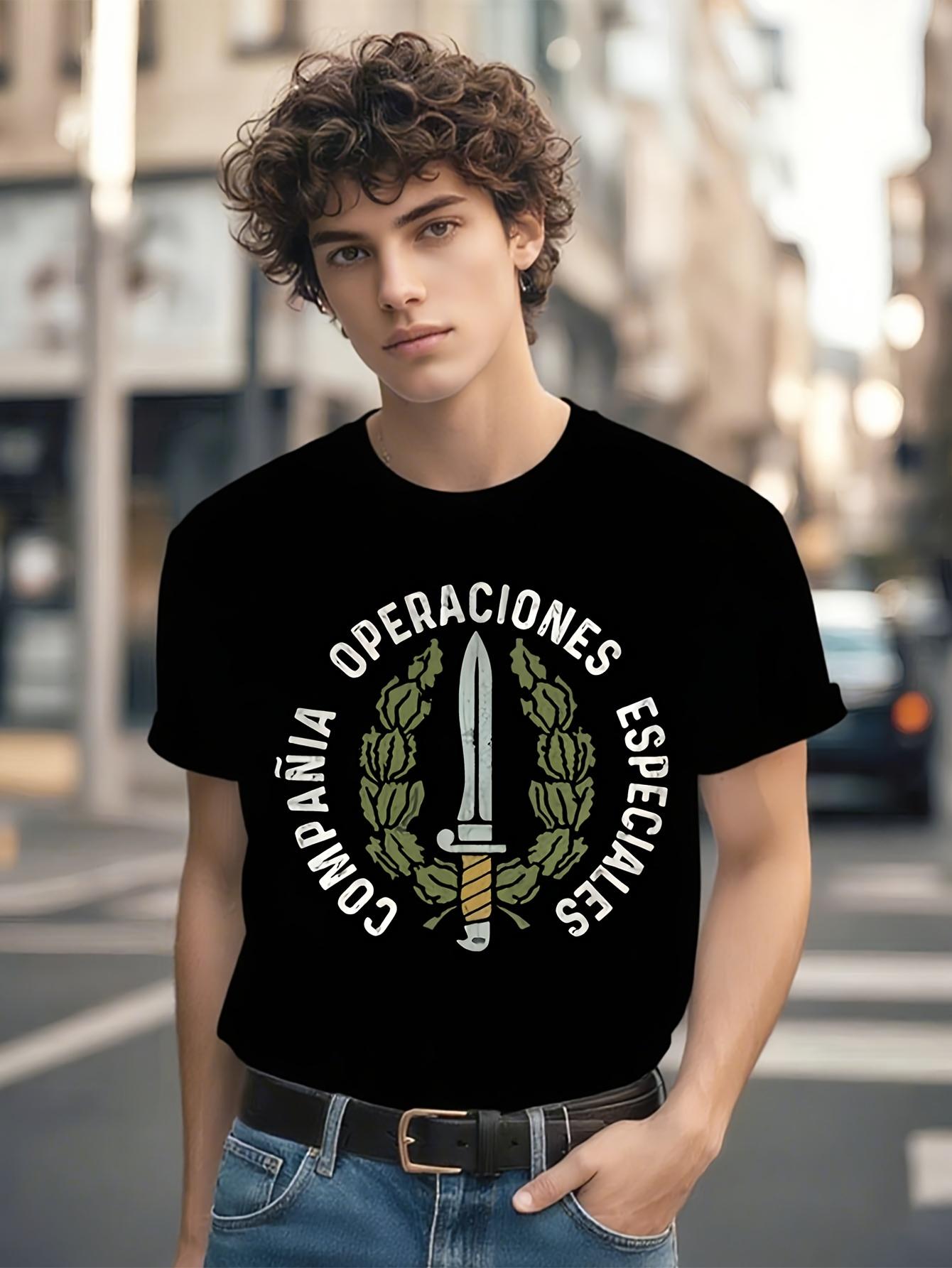 Spanish Special Operations Tactical T-shirt - Army Green Military Emblem & Slogan Graphic Tee S