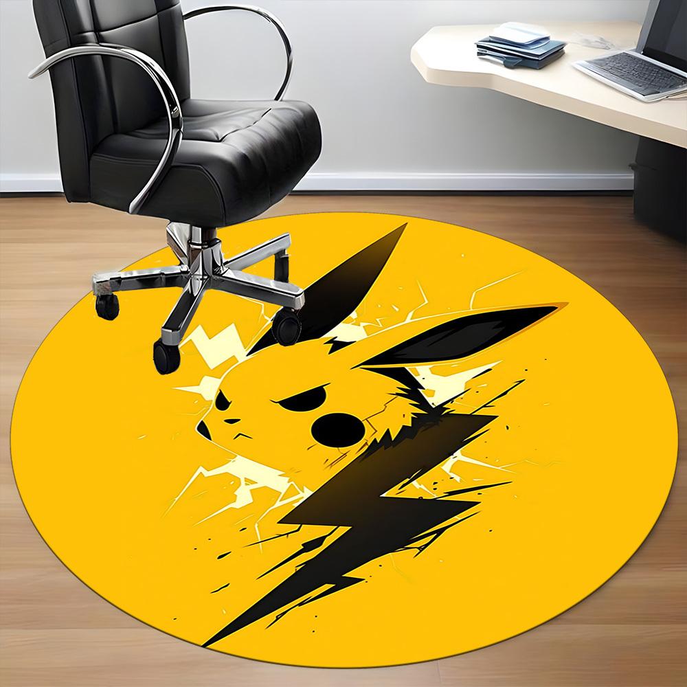 1pcPikachu Electric Office Round Area Rug, Indoor Mat Suitable For Office, Bedroom Living Room Home Decor, Room Deco,  Offic A0928147