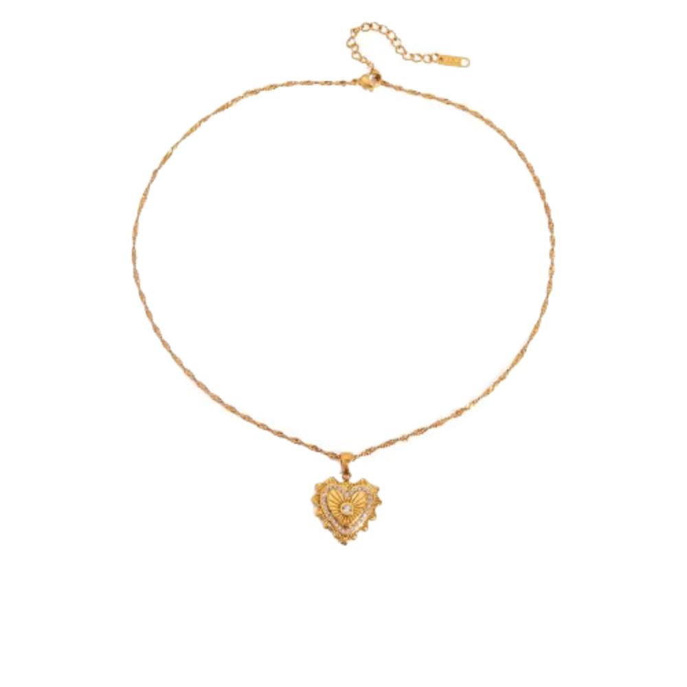 Handmade Double Stacked Neck Chain Titanium Steel Heart Clavicle Chain  Summer Beach