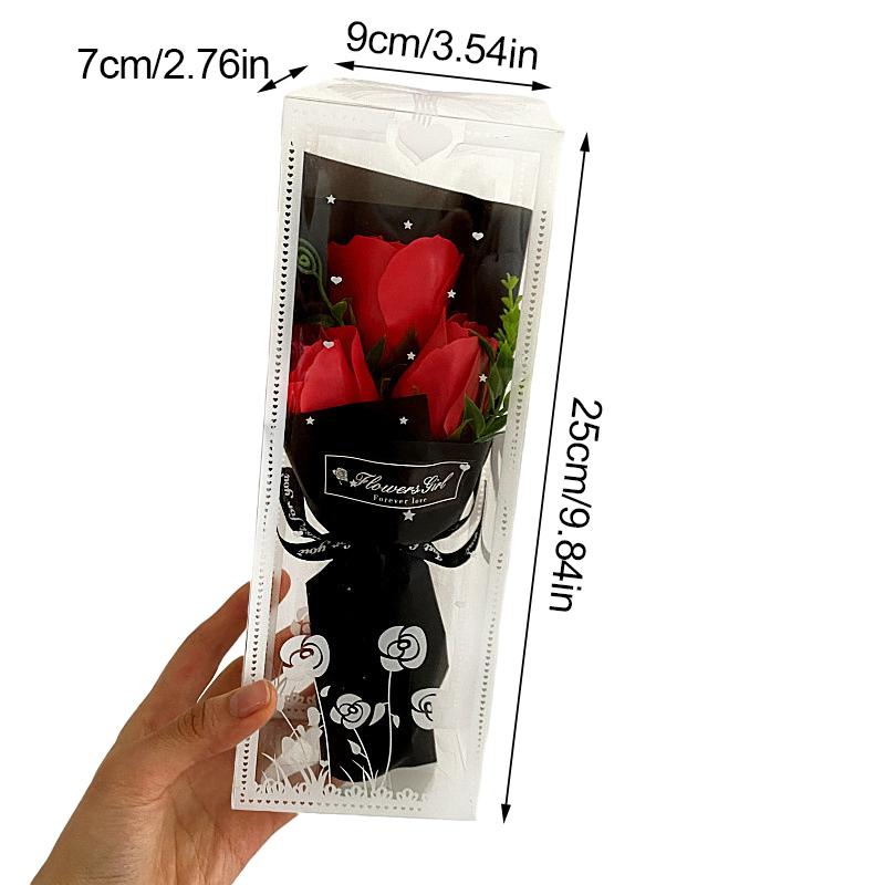 1 Set Luxury Soap Flower Arrangement for Valentine's Day 3 Rose Soap Bouquet Gift Box 9x7x25cm