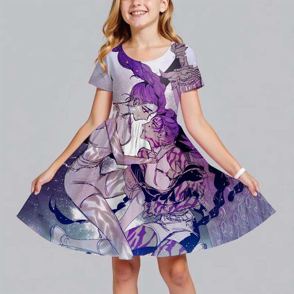 Girls Dress Summer Kids Clothes Huntrix Kpop Demon Hunters Princess Dresses Fashionable Children's Party Performance Birthday
