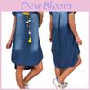 Summer Western Vneck Short Sleeve Denim Dress For Casual Wear