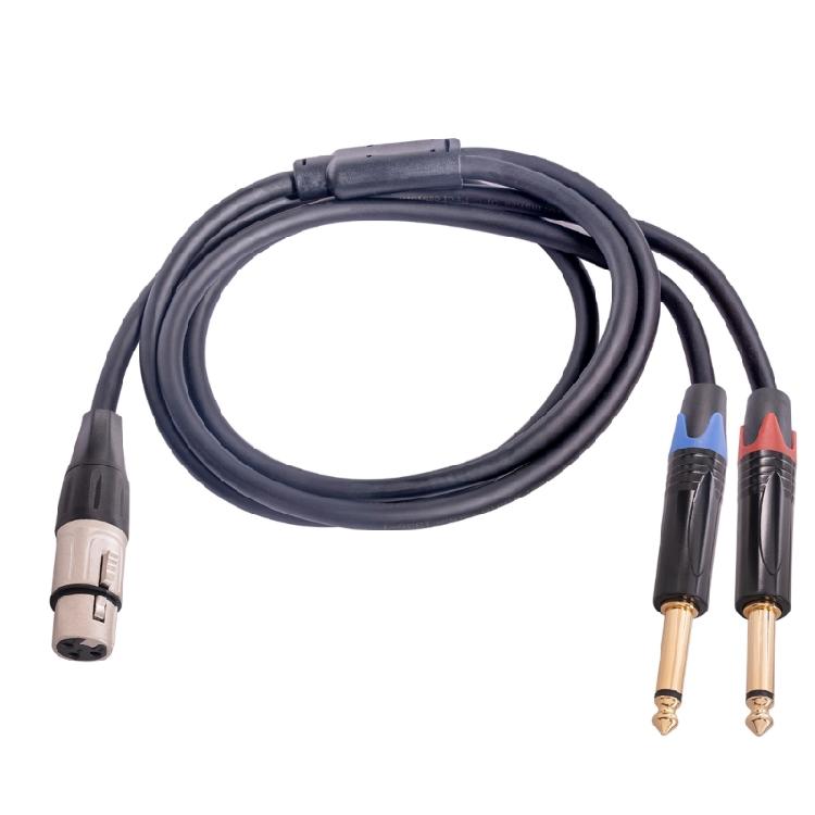 3-Pin XLR Female to Dual 6.35mm 1/4'' TS Mono Microphone Patch Cable for Speaker