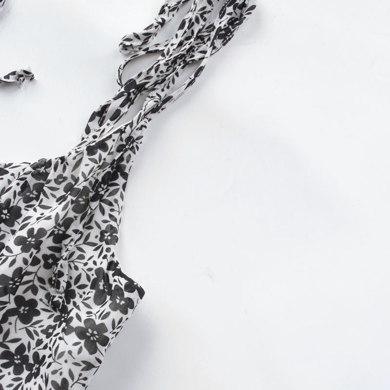 Popruh Květinové Ležérní Ženy Letní Ohlávka Výstřih Bez ramínek Šaty s potiskem na okraji A S-XL