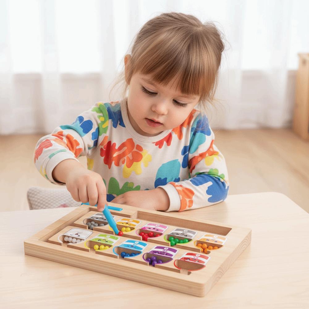 Walking Ball Magnetic Digital Beads Wooden Puzzle Activity Board  Attention Training Games