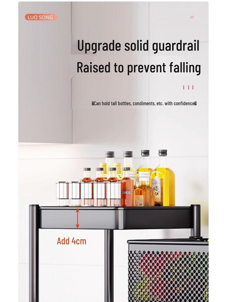 Drehbarer Multifunktionaler Küchenwagen mit Rädern - Bodenstehendes Mehrschichtiges Lagerregal für Snacks, Obst und Gemüse