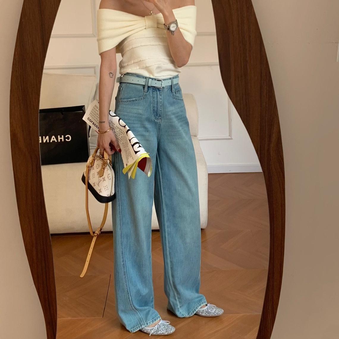 

Spring Arrival European Style Hip-Hugging Wide-Leg Jeans with Side Fishbone Design 26