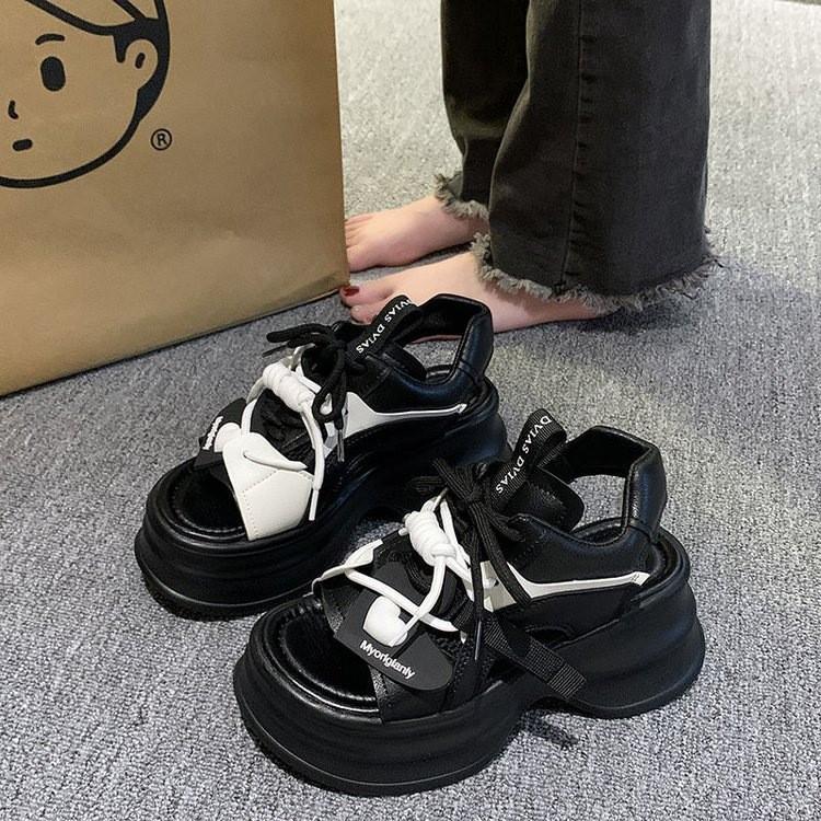 Color matching thick-soled muffin sandals women's new versatile heightening love sports sandals tide